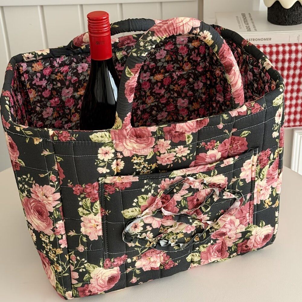 Storage Basket Quilted Fabric Multipurpose Organizer Farmhouse Country Handmade
